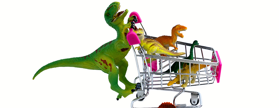 Dino with Shopping Cart Image